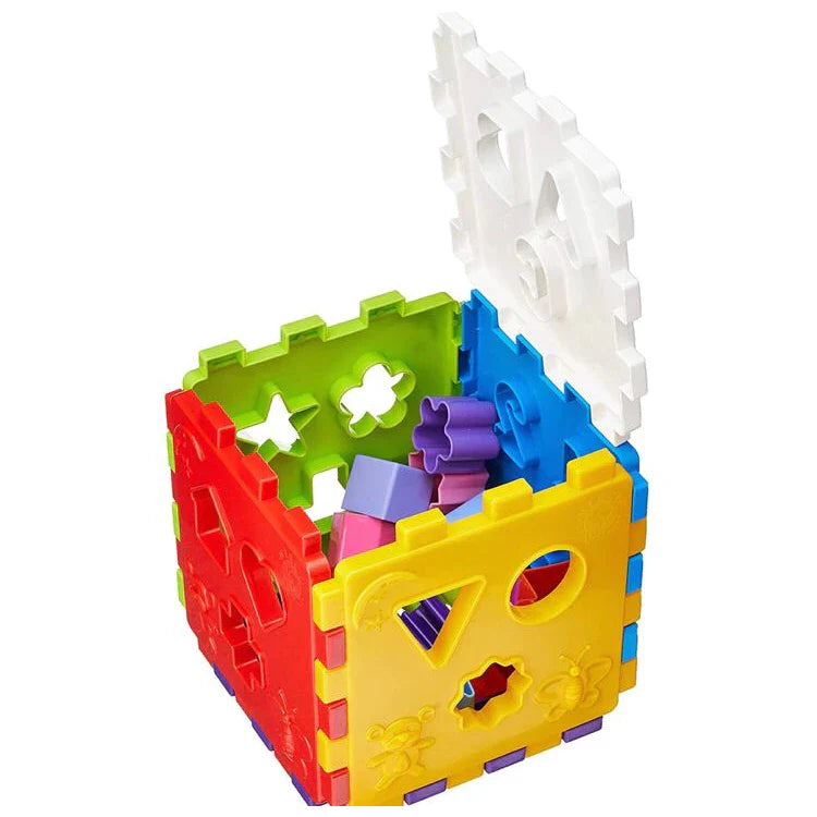 Cubo Didático Educativo de Encaixe | Brinquedo Pedagógico Colorido para Crianças +12 Meses – Brinco Lab
