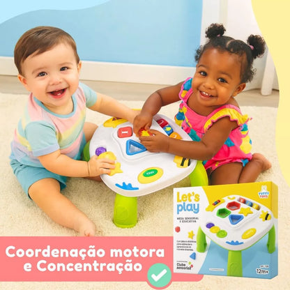Mesinha Didática Infantil Educativa Sensorial | Mesa de Atividades Interativas para Bebês +12 Meses – Brinco Lab