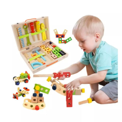 Caixa de Ferramentas de Madeira Educativa Infantil | Brinquedo de Montagem e Desmontagem 4 a 6 Anos – Brinco Lab