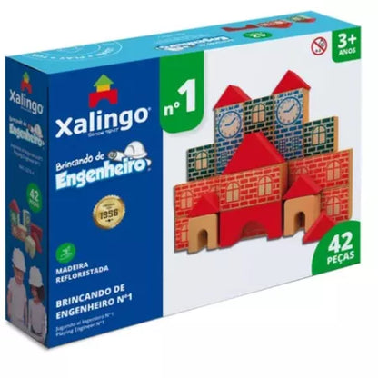 Blocos de Montar Brincando de Engenheiro 300 Peças | Brinquedo Educativo Pedagógico em Madeira 3+ – Brinco Lab