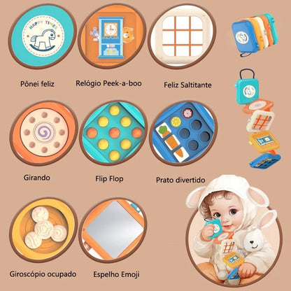 Brinquedo Sensorial Montessori 6 Lados | Cubo de Atividades Educativo para Crianças 3+ – Brinco Lab