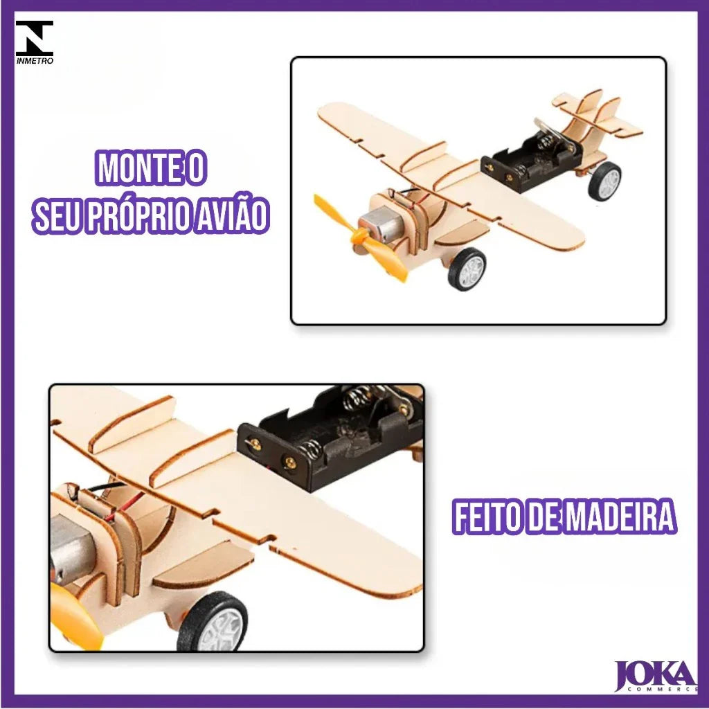 Kit Brinquedos de Montar em Madeira DIY STEAM | Casa, Robô e Avião Educativos 6+ – Brinco Lab