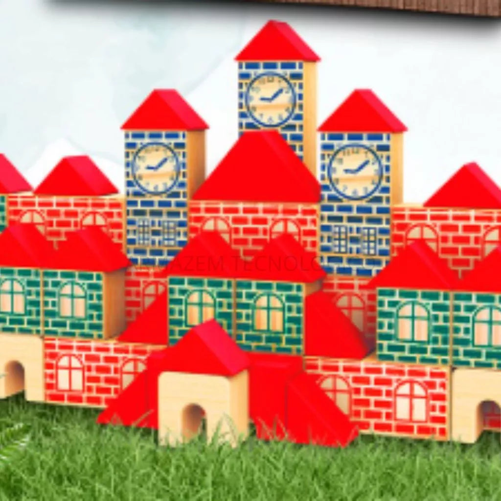 Blocos de Montar Brincando de Engenheiro 300 Peças | Brinquedo Educativo Pedagógico em Madeira 3+ – Brinco Lab