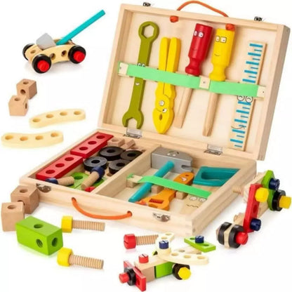 Caixa de Ferramentas de Madeira Educativa Infantil | Brinquedo de Montagem e Desmontagem 4 a 6 Anos – Brinco Lab