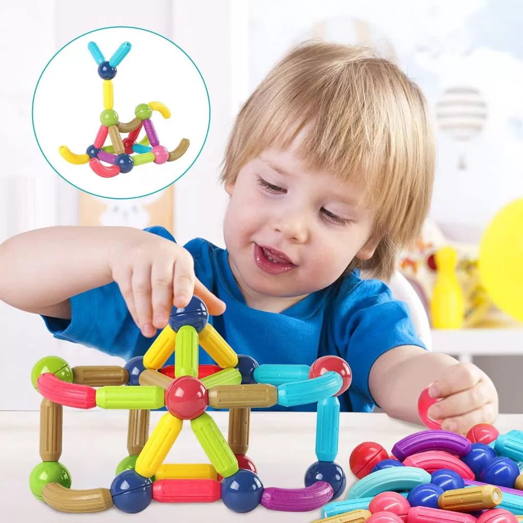 Blocos Magnéticos Montessori 42 Peças – Bolas e Varas Educativo | Brinco Lab