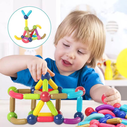 Blocos Magnéticos Montessori 42 Peças – Bolas e Varas Educativo | Brinco Lab
