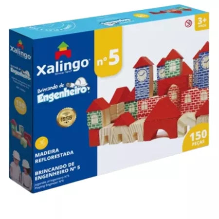 Blocos de Montar Brincando de Engenheiro 300 Peças | Brinquedo Educativo Pedagógico em Madeira 3+ – Brinco Lab