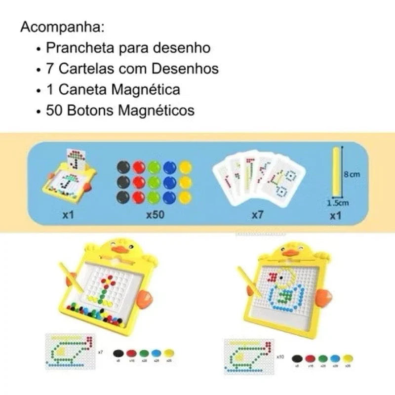 Tábua de Desenho Magnético Infantil Colorida | Brinquedo Educativo Reutilizável 49 Espaços – Brinco Lab