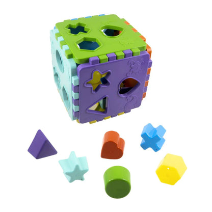 Cubo Didático Educativo de Encaixe | Brinquedo Pedagógico Colorido para Crianças +12 Meses – Brinco Lab
