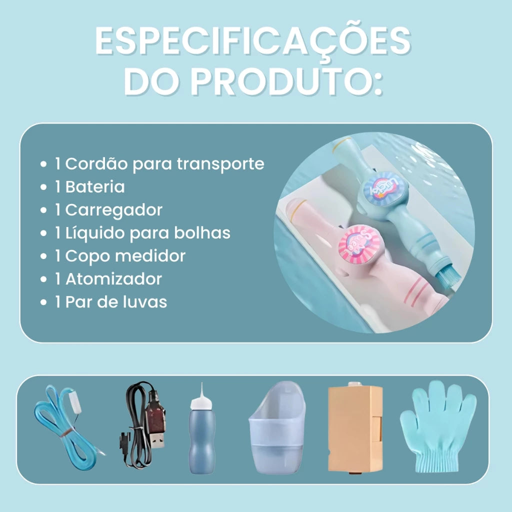 Máquina de Bolhas com Efeito Fumaça Mágica – Varinha de Sabão | Brinco Lab