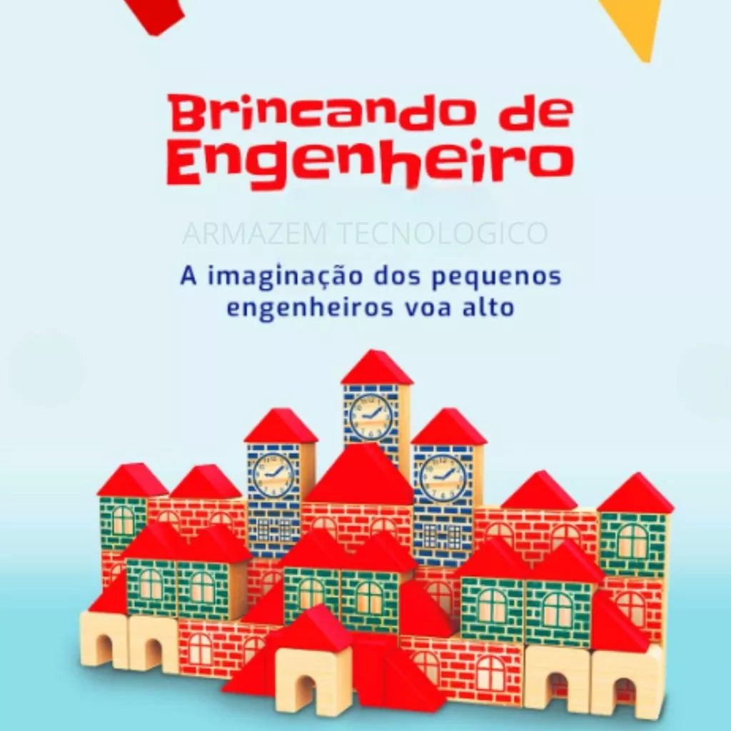 Blocos de Montar Brincando de Engenheiro 300 Peças | Brinquedo Educativo Pedagógico em Madeira 3+ – Brinco Lab