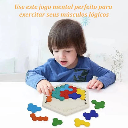 Quebra-Cabeça de Madeira Arco-Íris Montessori | Tangram Educativo Colorido para Crianças – Brinco Lab