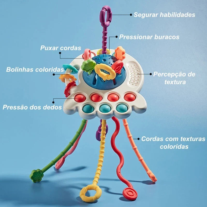 Brinquedo Sensorial Montessori 6 Lados | Cubo de Atividades Educativo para Crianças 3+ – Brinco Lab