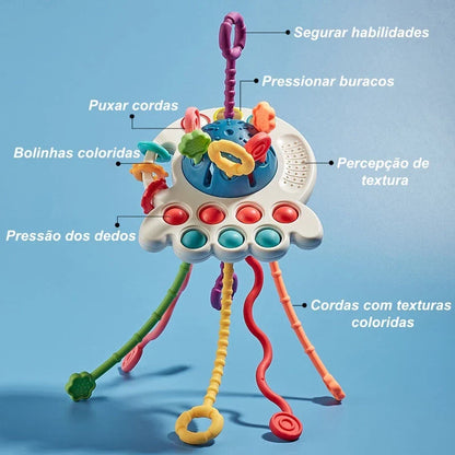 Brinquedo Sensorial Montessori 6 Lados | Cubo de Atividades Educativo para Crianças 3+ – Brinco Lab