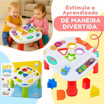Mesinha Didática Infantil Educativa Sensorial | Mesa de Atividades Interativas para Bebês +12 Meses – Brinco Lab