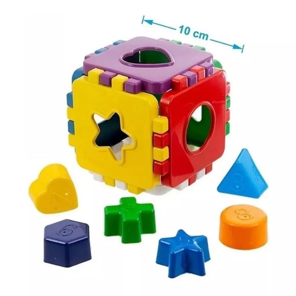 Cubo Didático Educativo de Encaixe | Brinquedo Pedagógico Colorido para Crianças +12 Meses – Brinco Lab