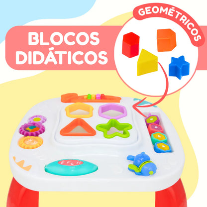 Mesinha Didática Infantil Educativa Sensorial | Mesa de Atividades Interativas para Bebês +12 Meses – Brinco Lab