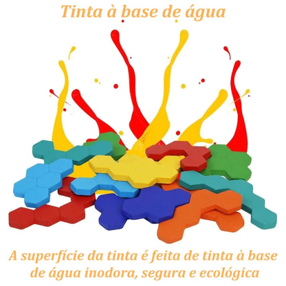 Quebra-Cabeça de Madeira Arco-Íris Montessori | Tangram Educativo Colorido para Crianças – Brinco Lab