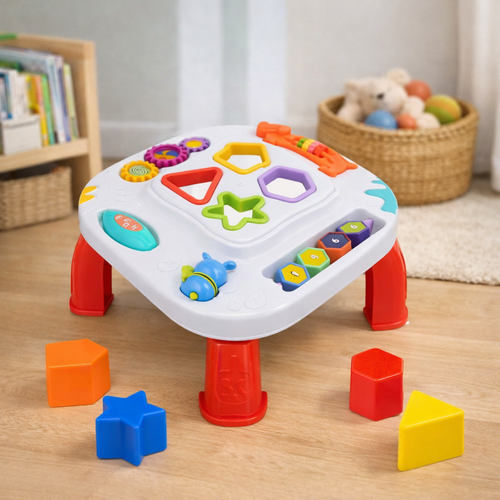 Mesinha Didática Infantil Educativa Sensorial | Mesa de Atividades Interativas para Bebês +12 Meses – Brinco Lab