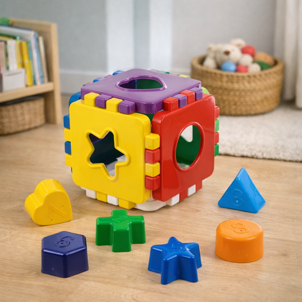 Cubo Didático Educativo de Encaixe | Brinquedo Pedagógico Colorido para Crianças +12 Meses – Brinco Lab