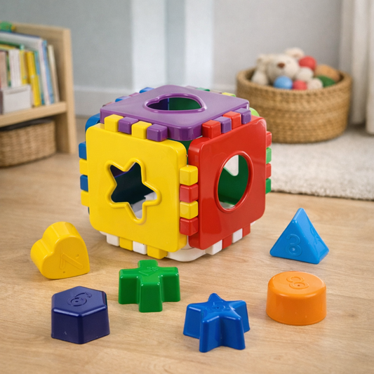 Cubo Didático Educativo de Encaixe | Brinquedo Pedagógico Colorido para Crianças +12 Meses – Brinco Lab