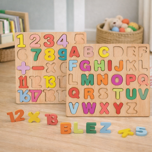 Kit 2 Tabuleiros Educativos Pedagógicos | Alfabeto, Números e Formas Geométricas para Crianças – Brinco Lab