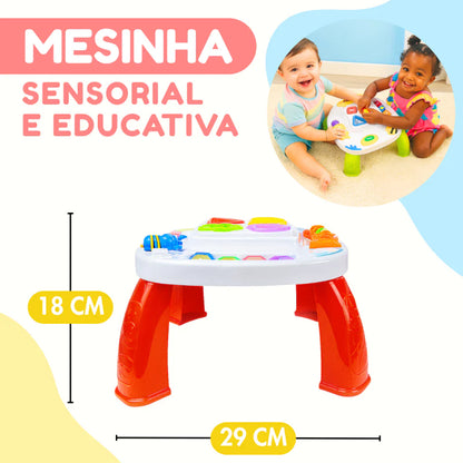 Mesinha Didática Infantil Educativa Sensorial | Mesa de Atividades Interativas para Bebês +12 Meses – Brinco Lab