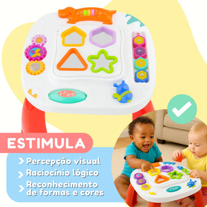 Mesinha Didática Infantil Educativa Sensorial | Mesa de Atividades Interativas para Bebês +12 Meses – Brinco Lab